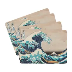 Hokusai Set of 4 Tablemats - The Great Wave off Kanagawa (10 x 10 cm)