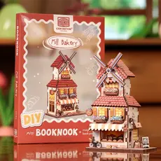 Mini Book Nook Wooden model kit - Mill Bakery (with magnet)
