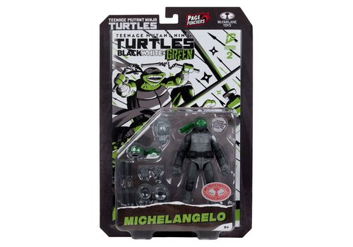 Teenage Mutant Ninja Turtles Page Punchers Figure with comic - Michelangelo (Black White & Green) [Red Platinum Edition]- 7 image